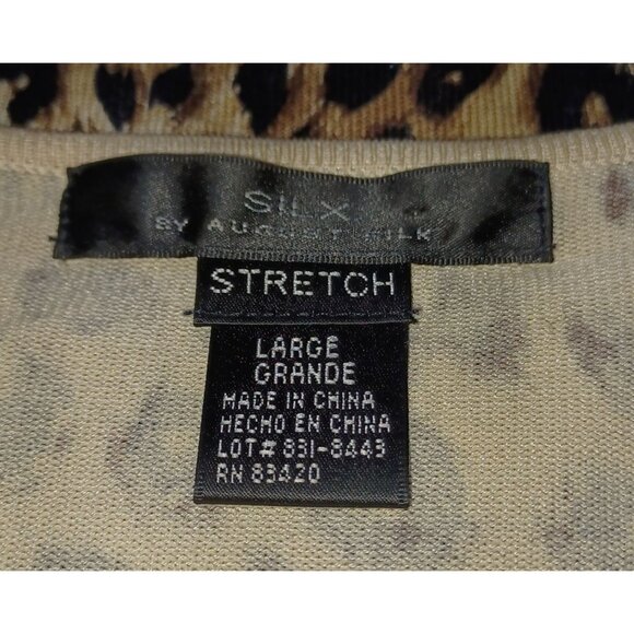 August Silk Stretch Leopard Print Scoop Neck Top Womens Large Bold Classic - Picture 3 of 8